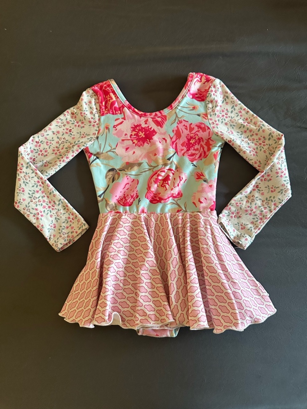 cheeky plum Pink & Mint Floral Girls' Skirted Leotard